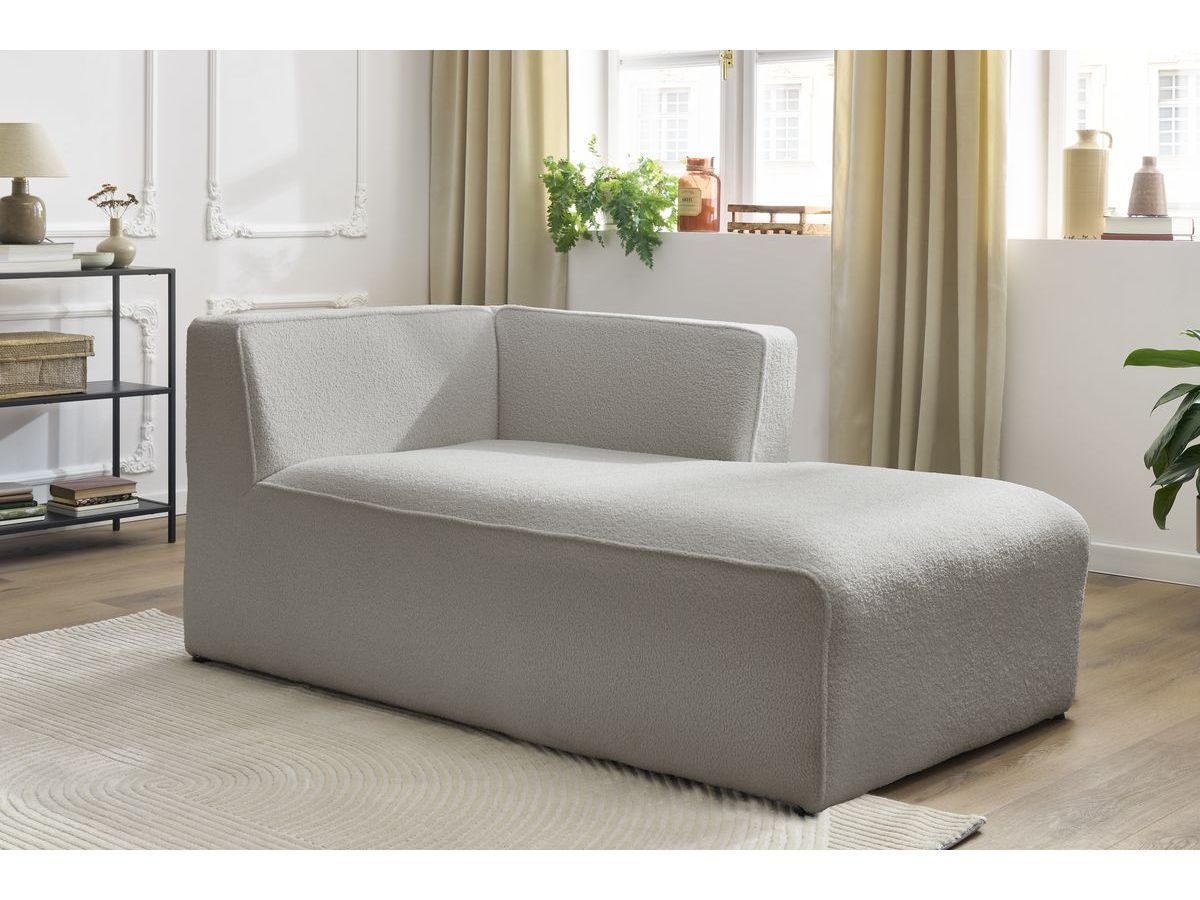 Bobochic Megeve Méridienne-Modul Bouclé-Stoff Hellgrau Ecke rechts