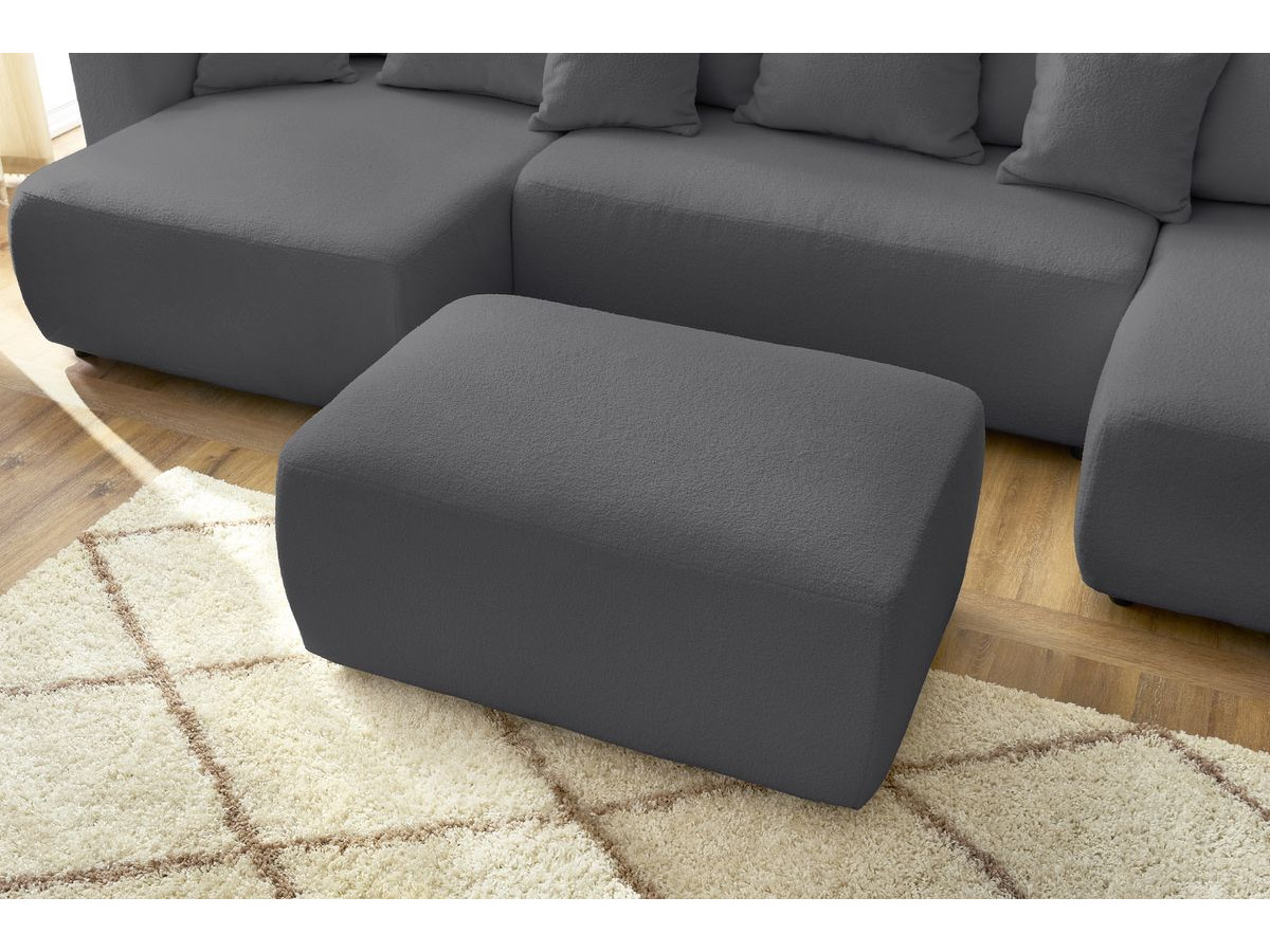 Bobochic Envy Wohnlandschaft mit rechteckigem Pouf Bouclé-Stoff Dunkelgrau
