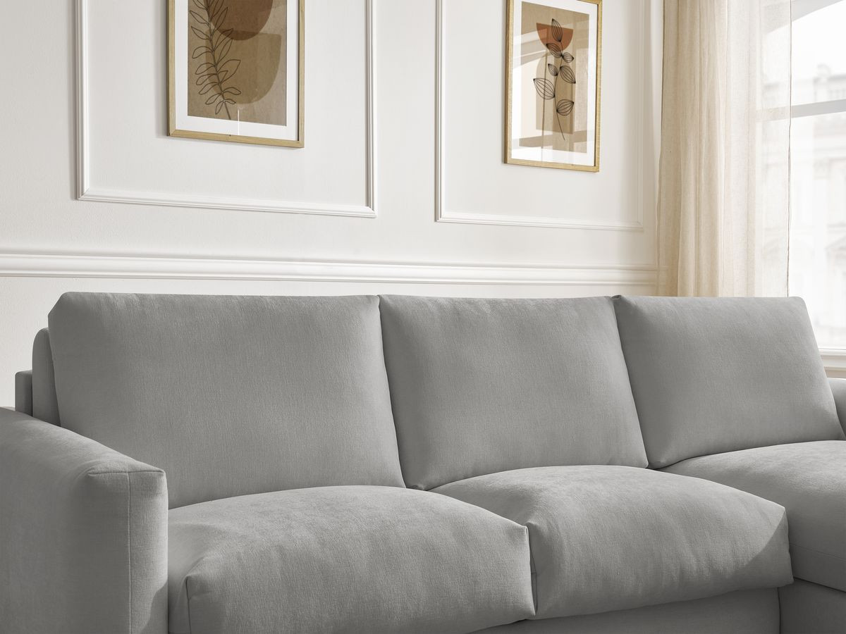 Bobochic Cocoone Ecksofa mit Schlaffunktion und Bettkasten Stoff Dunkelgrau, Liegefläche 160 × 200 cm