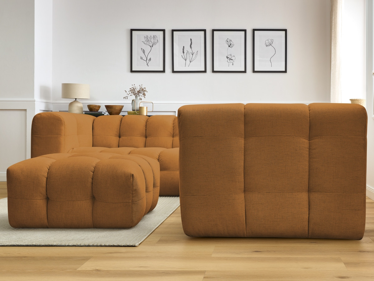 Bobochic Cloud Ecksofa mit Pouf 268 × 110 cm Stoff Gelb