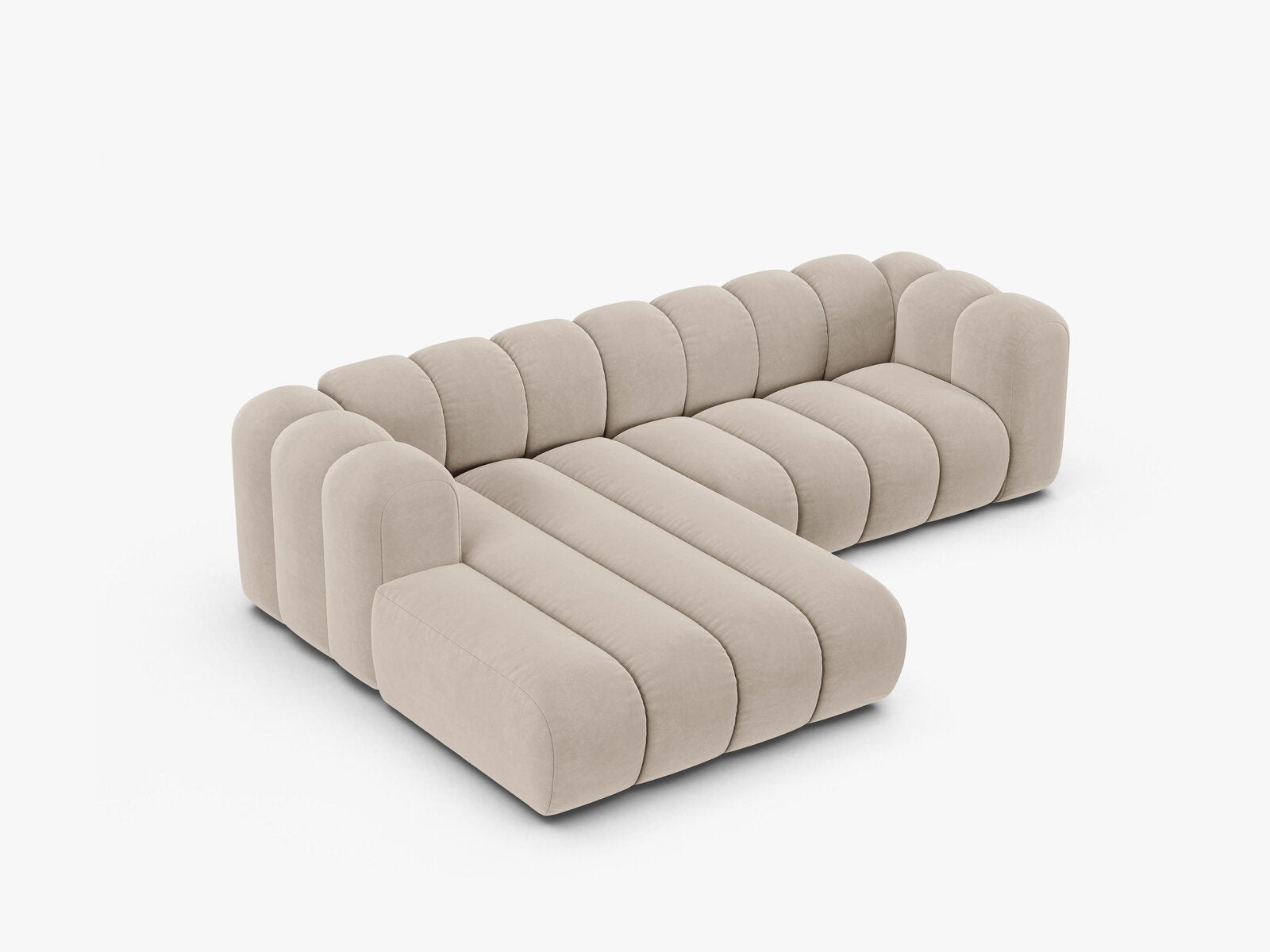 Micadoni Modulares Ecksofa Lupine 4-Sitzer mittelgroß Links Samt Salvador Beige