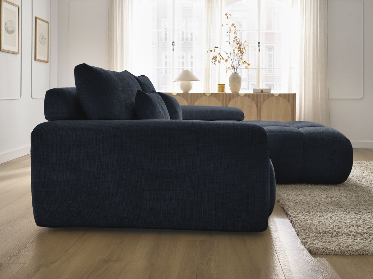 Bobochic Ivane Ecksofa Strukturstoff Dunkelblau Ecke rechts