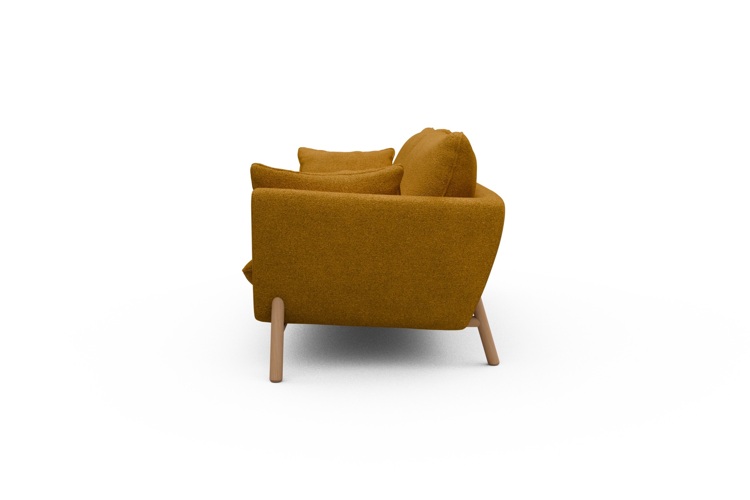 Sofa Emil 3-Sitzer Beinfarbe Eiche Natur Boucle-Ochre