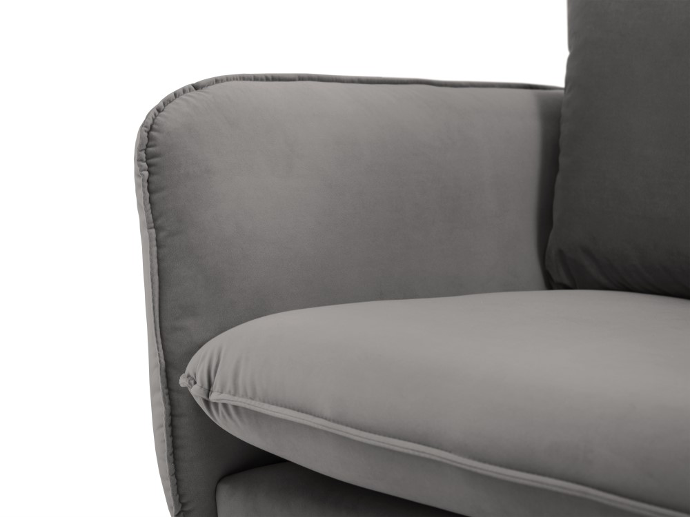 Cosmopolitan Design Sofa Vienna 2-Sitzer Samt Bluvel Hellgrau Beine Schwarzes Metall