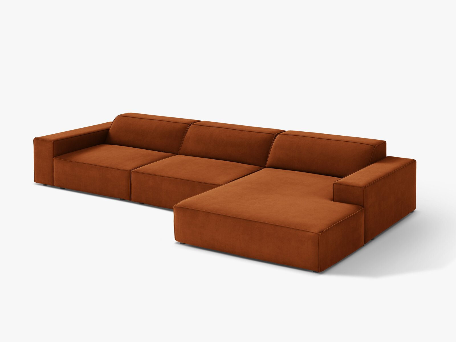 Micadoni Ecksofa Jodie 4-Sitzer Rechts Samt Bluvel Terrakotta