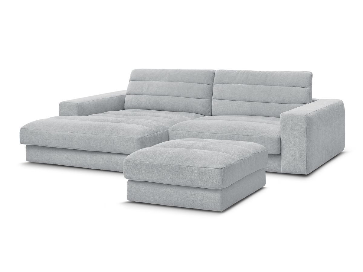 Bobochic Sierra Ecksofa mit Pouf Strukturstoff Hellgrau Ecke links