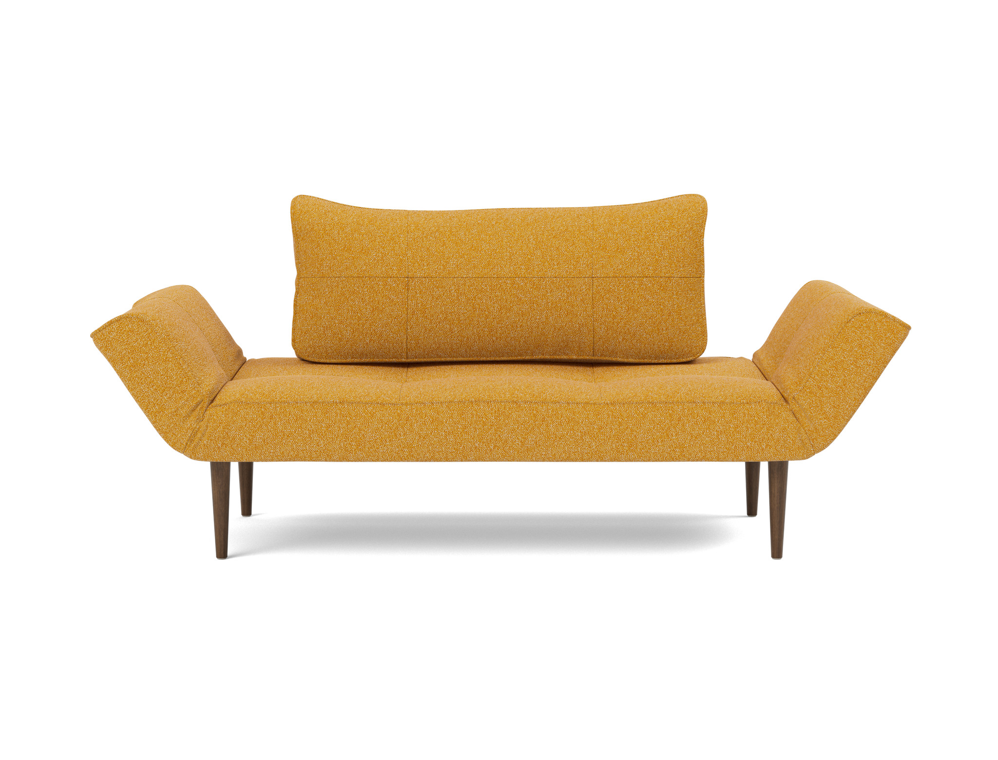 Tagesbett Zeal Boucle Skandi 536-Ochre Beine Styletto Eiche dunkel