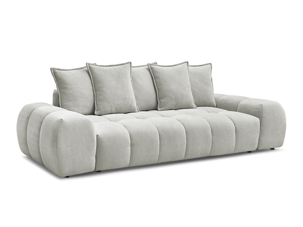 Bobochic Everest Schlafsofa 3-Sitzer mit Bettkasten, 5 Kissen Strukturstoff Hellgrau