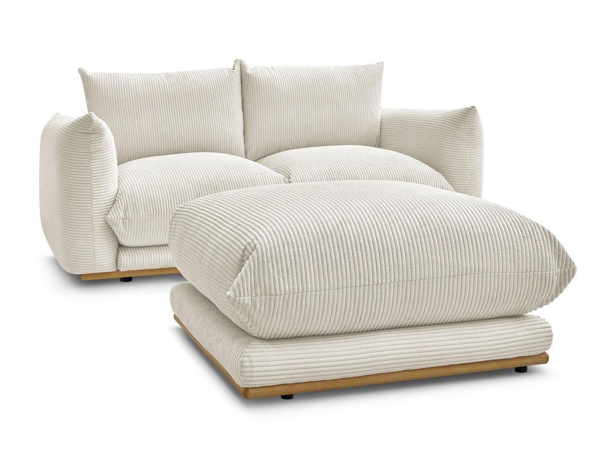 Bobochic Ernest Sofa 3-Sitzer mit Pouf 193 × 106 cm Cordsamt Beige