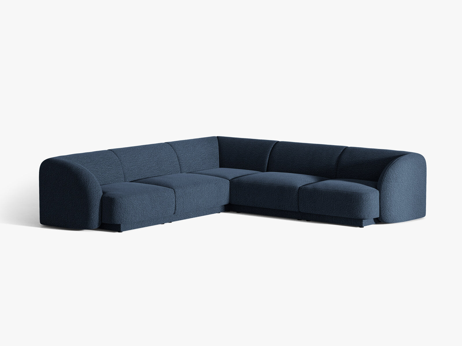 Micadoni 5-Sitzer Symmetrisches Ecksofa Miley Boucle Baloo Dunkelblau