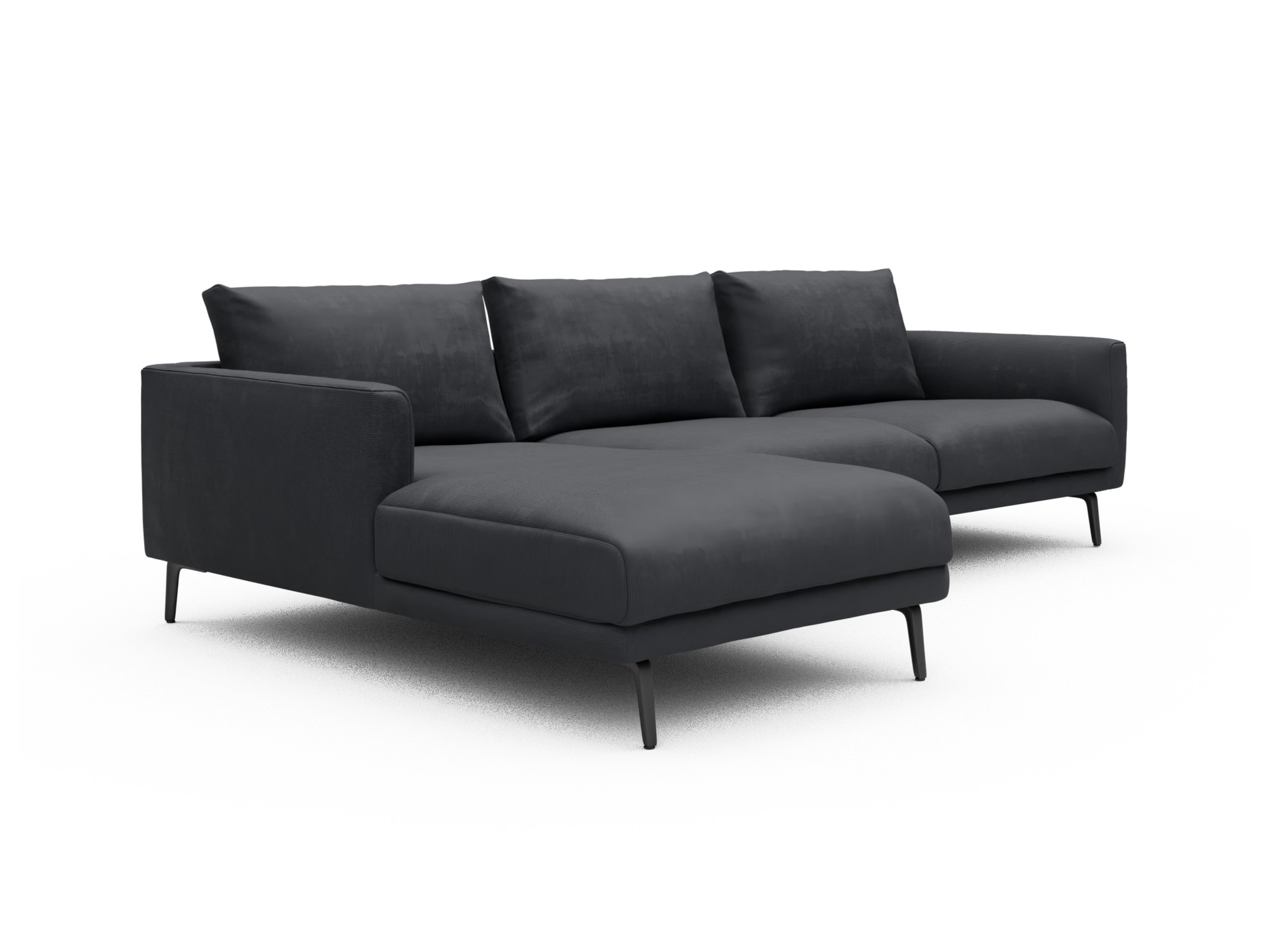 Skandi Home Ecksofa Karl Chaiselongue links mit 2,5-Sitzer Cordufine-Slate-Grey moebelfaktor