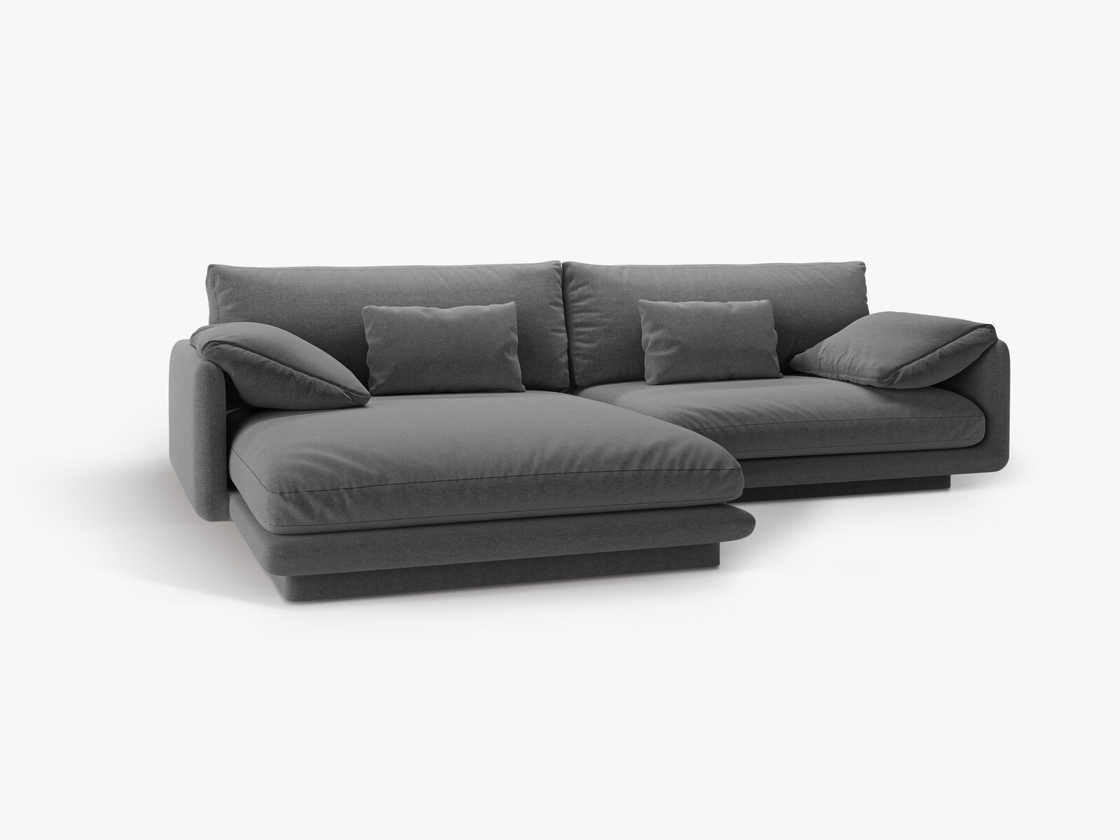 Micadoni Ecksofa Torino 4-Sitzer Links Strukturierter Stoff Dunkelgrau