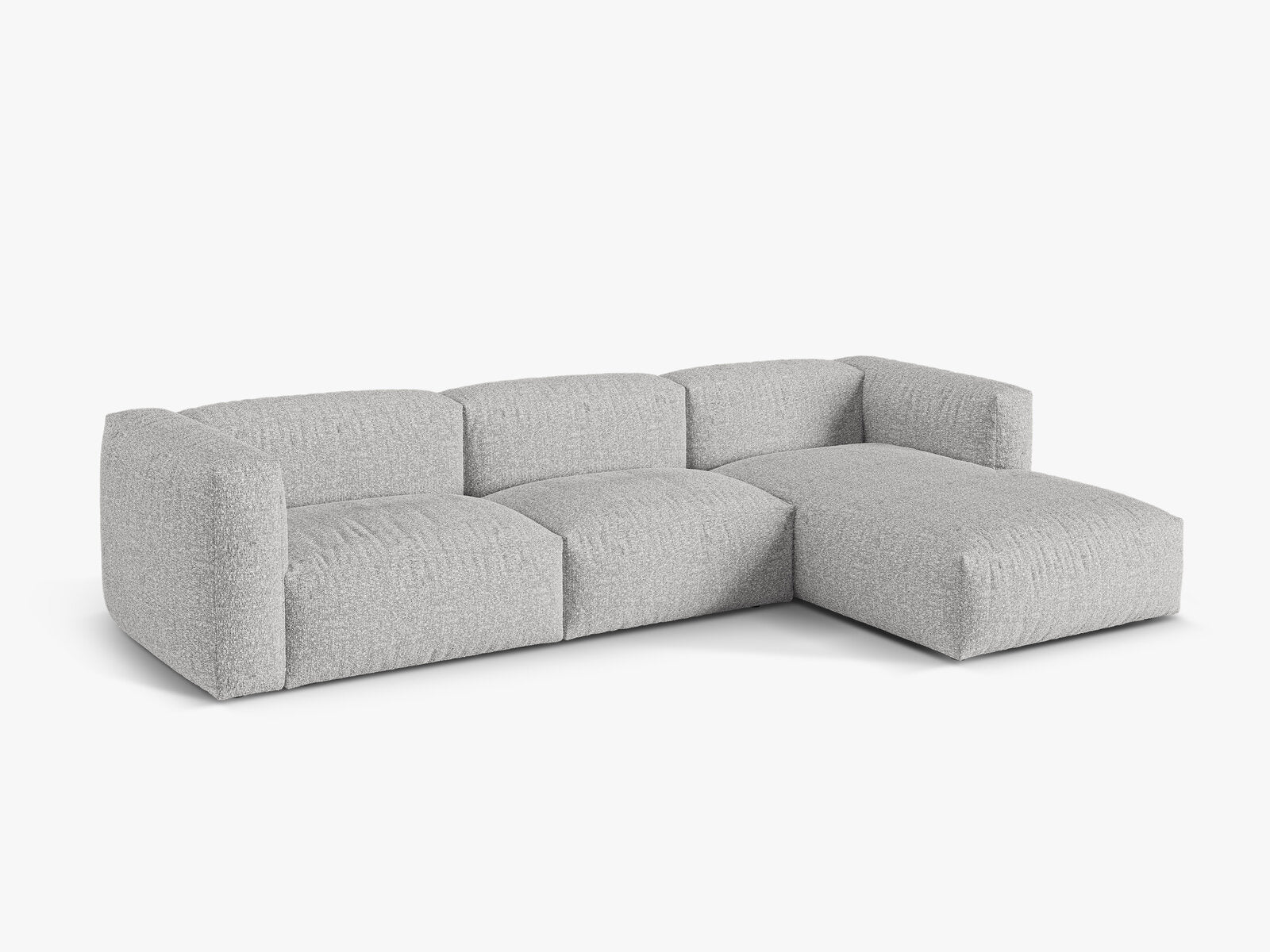 Micadoni Ecksofa Martina 3-Sitzer Rechts Boucle Monet Silber