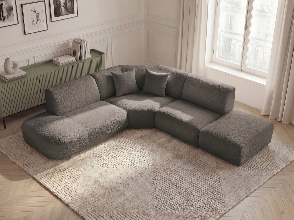 Bobochic Anda Ecksofa 279 × 264 cm Chenille Taupe Ecke links