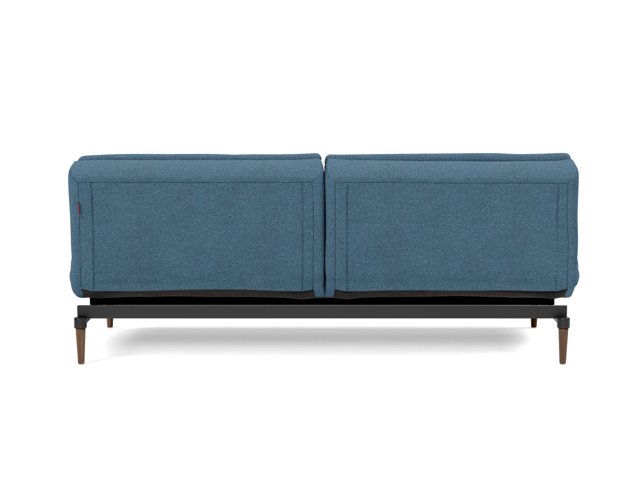 Schlafsofa Dublexo Strukturierter Stoff Weda 302-Weda-Blue Beine Styletto Eiche dunkel