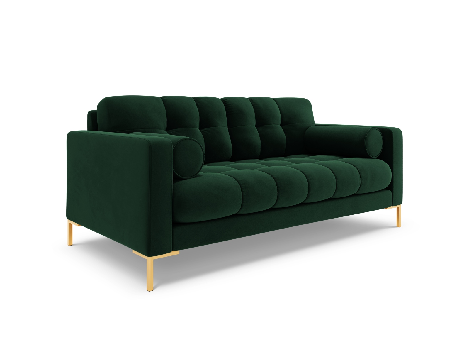 Cosmopolitan Design Sofa Bali 2-Sitzer Samt Bluvel Flaschengrün Beine Gold