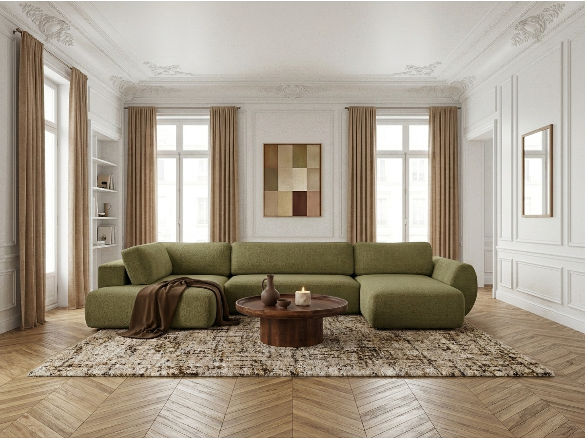 Bobochic Denise Wohnlandschaft Strukturstoff Grün Ecke rechts