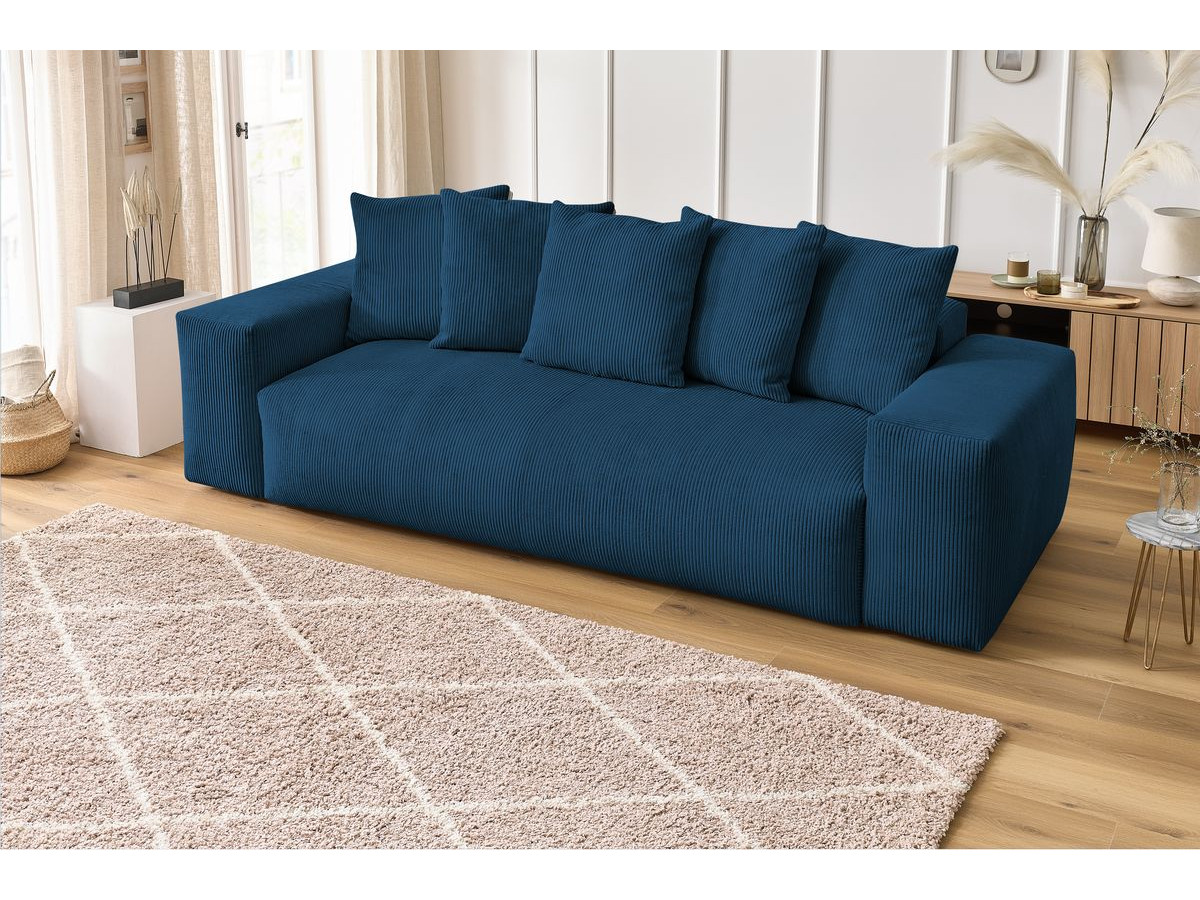Bobochic Voltaire Sofa 3-Sitzer 280 × 124 cm Cordsamt Dunkelblau