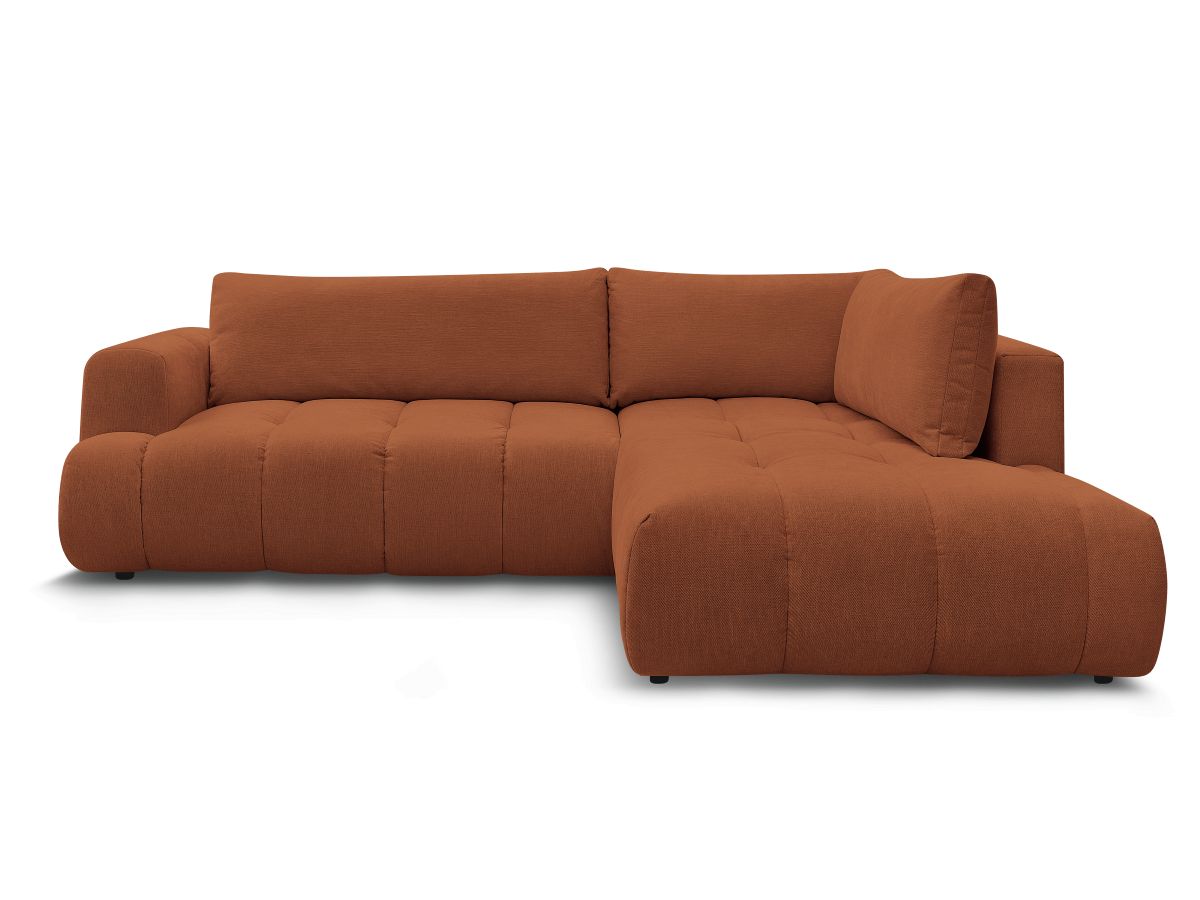 Bobochic Fuji Ecksofa mit Schlaffunktion und Bettkasten 282 × 204 cm Stoff Orange Ecke rechts