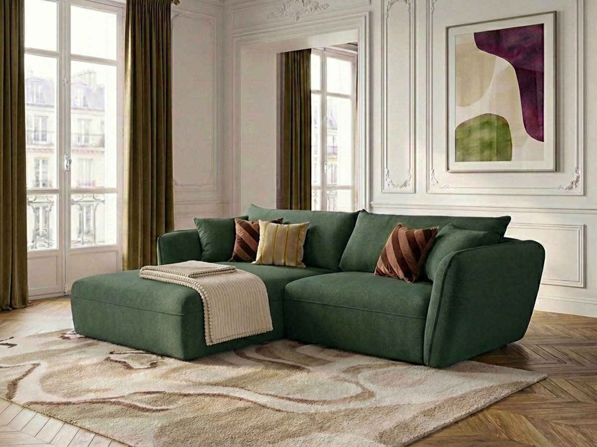 Bobochic Luigi Ecksofa Strukturstoff Grün Ecke links