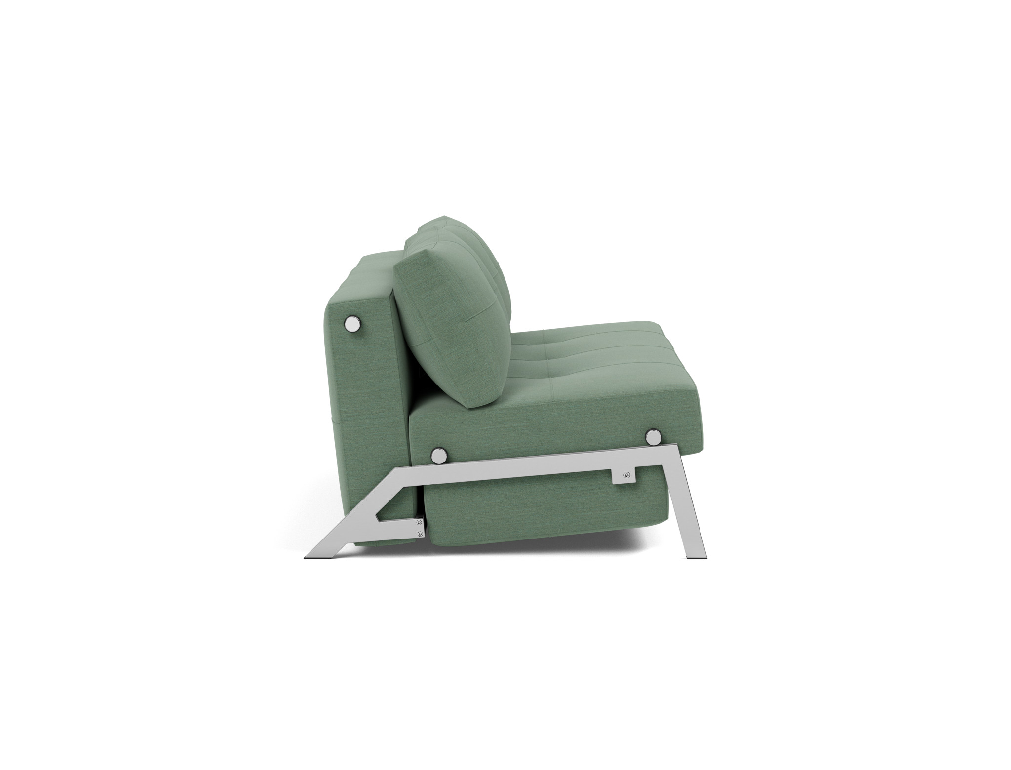 Schlafsofa Cubed 160 Flachgewebe Elegance 518-Green Beine Chrom