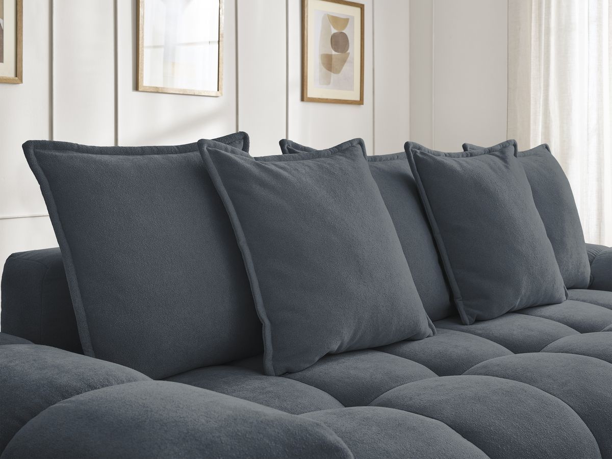 Bobochic Everest Sofa 3-Sitzer, 5 Kissen Strukturstoff Dunkelblau