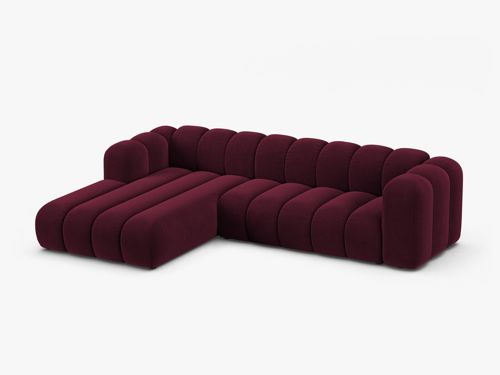 Micadoni Modulares Ecksofa Lupine 4-Sitzer Links Samt Venus Burgunder