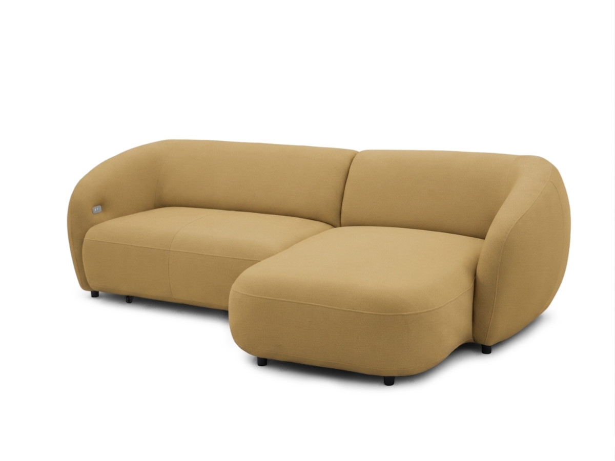 Bobochic Halo Ecksofa mit Schlaffunktion Stoff Gelb Ecke rechts