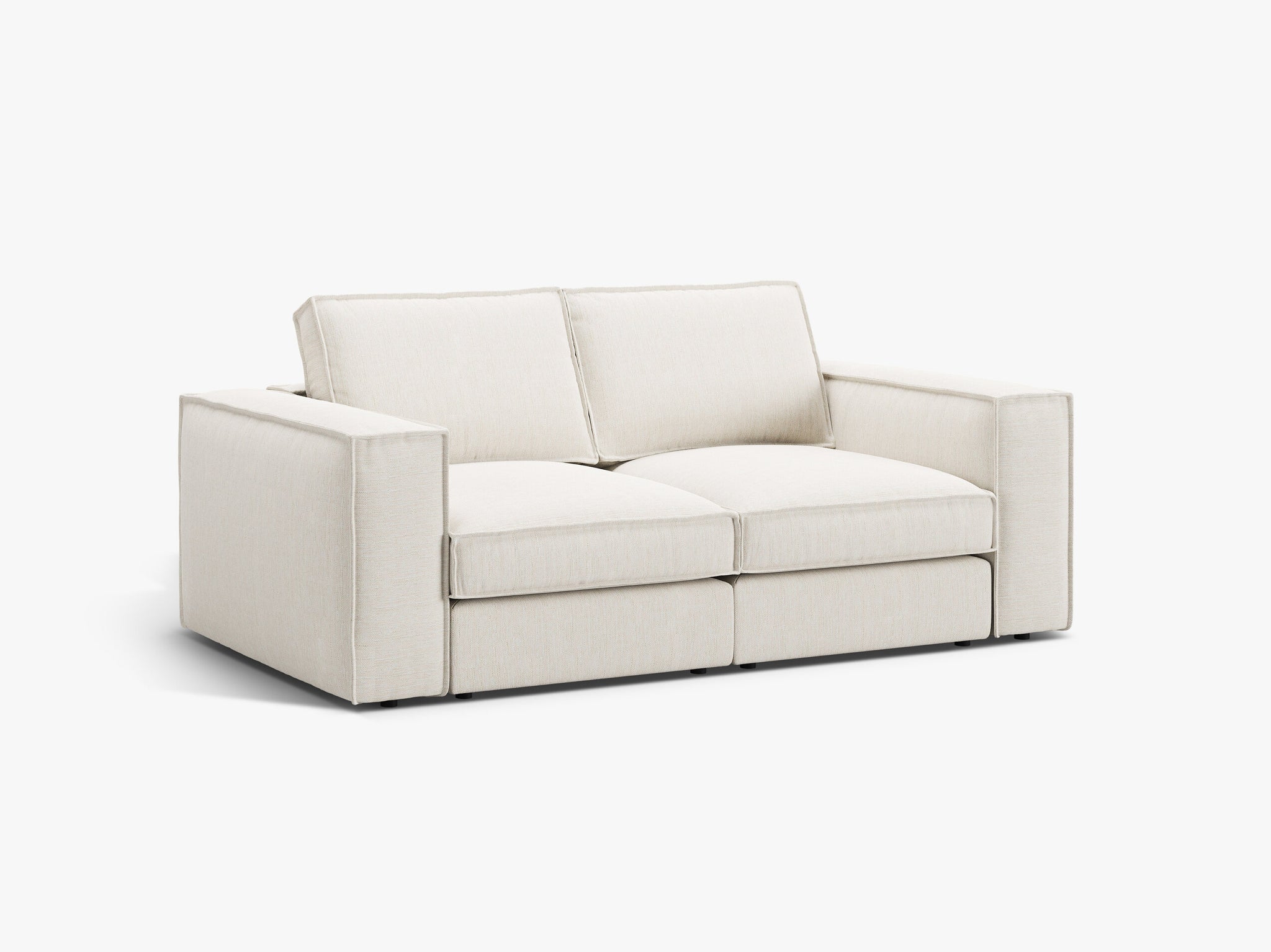 Micadoni modulares Sofa Pola 2-Sitzer Strukturierter Stoff Babel Weiß