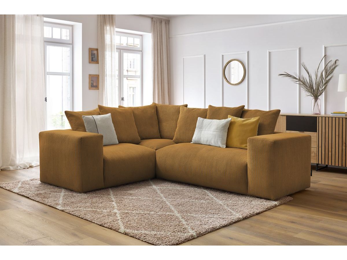 Bobochic Voltaire Ecksofa 268 × 214 cm Cordsamt Gelb Ecke links