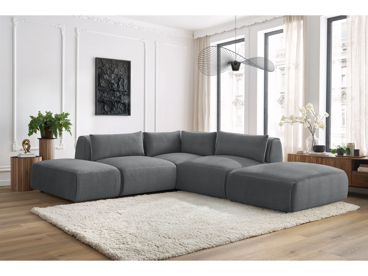 Bobochic Jeanne Ecksofa 271 × 300 cm Samt Dunkelgrau