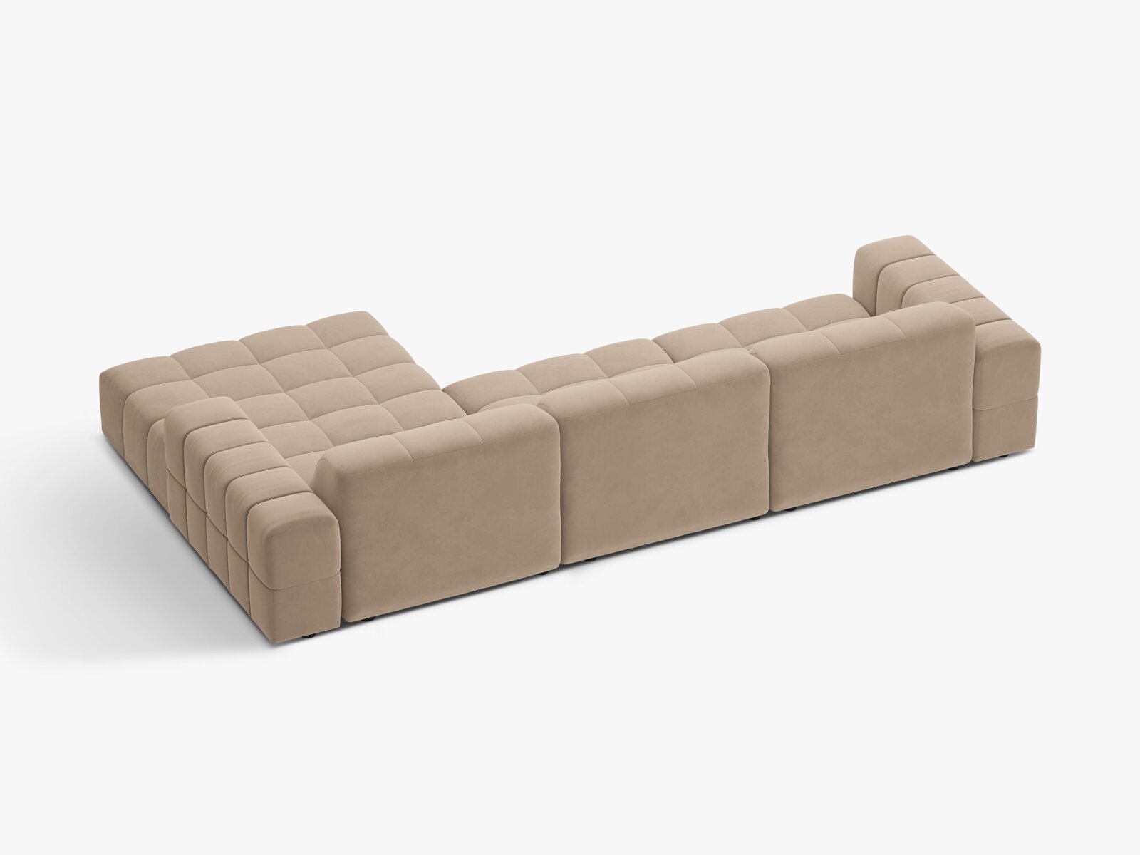 Micadoni Ecksofa Jennifer 4-Sitzer Samt Venus Beige Rechts
