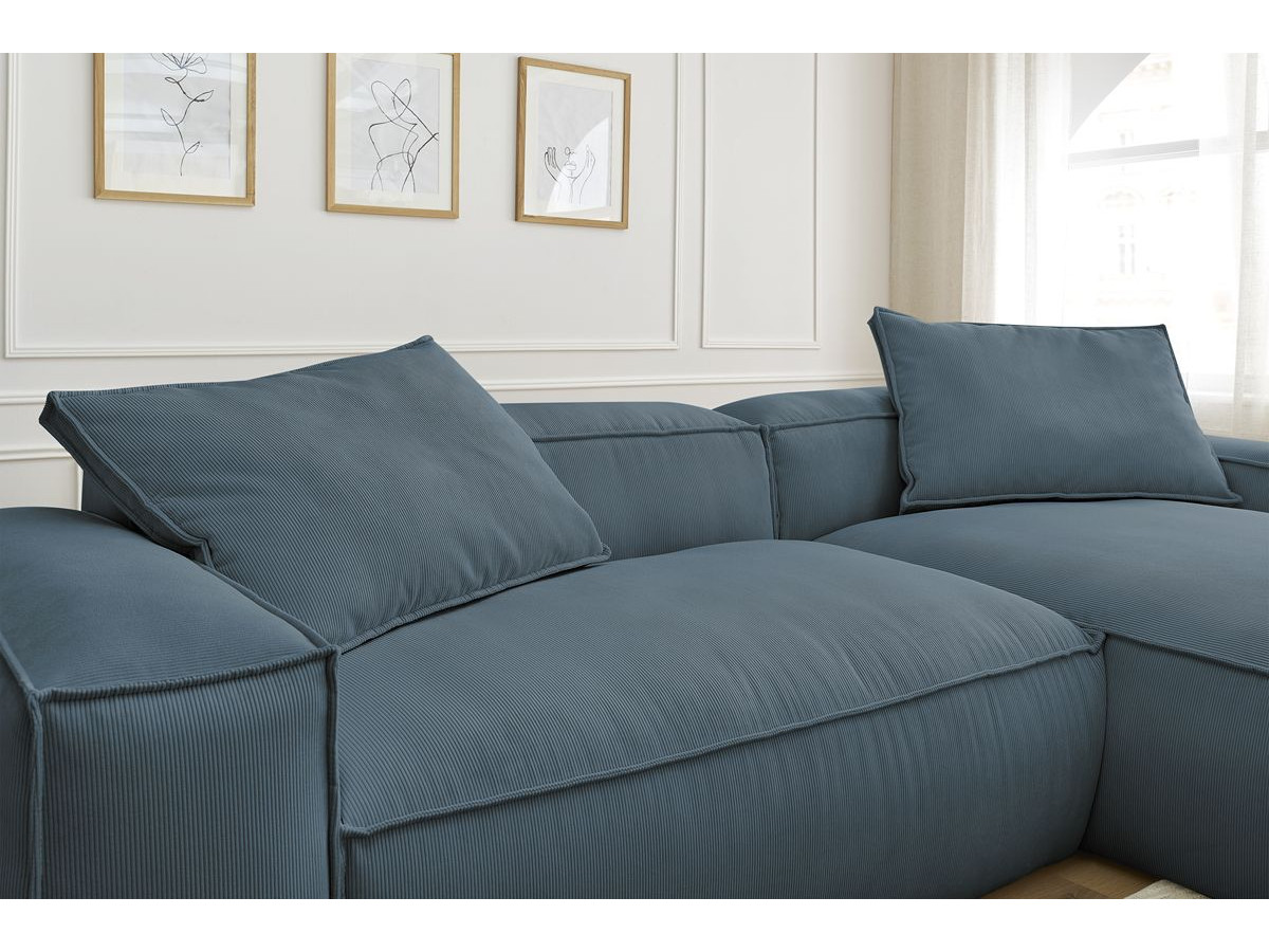 Bobochic Boheme Ecksofa, 3 Kissen Cordsamt Blau