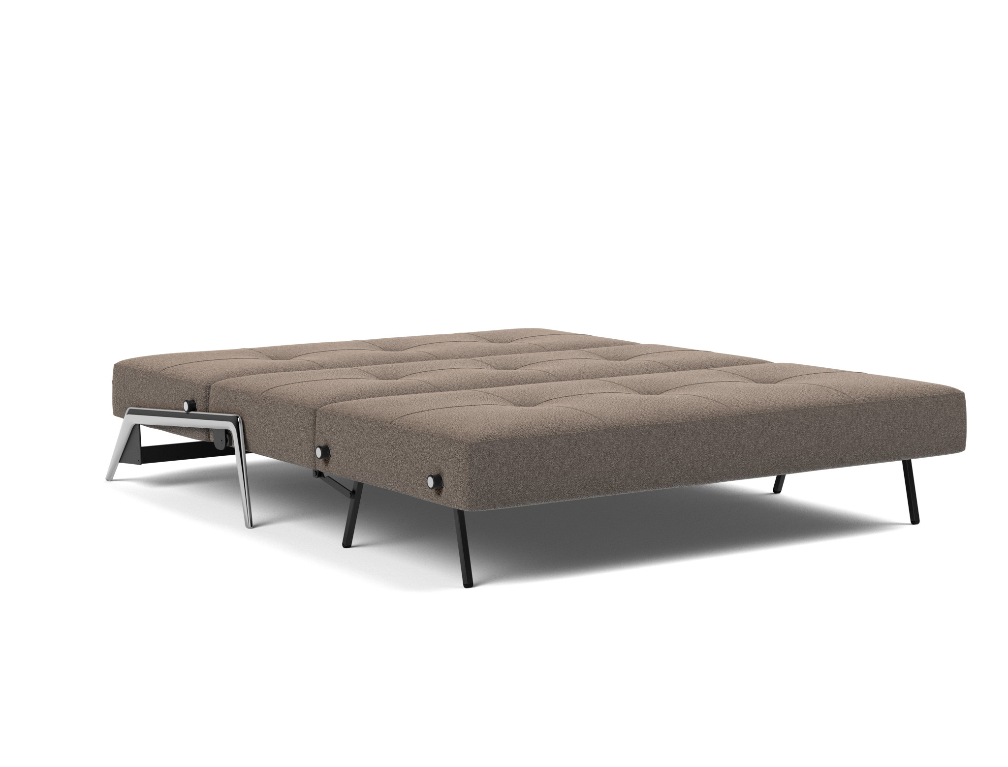 Schlafsofa Cubed 160 Boucle Skandi 530-Taupe Beine Aluminium