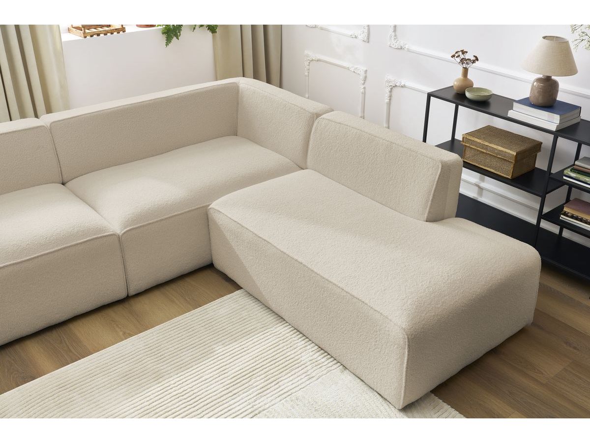 Bobochic Megeve Wohnlandschaft Bouclé-Stoff Beige Ecke links