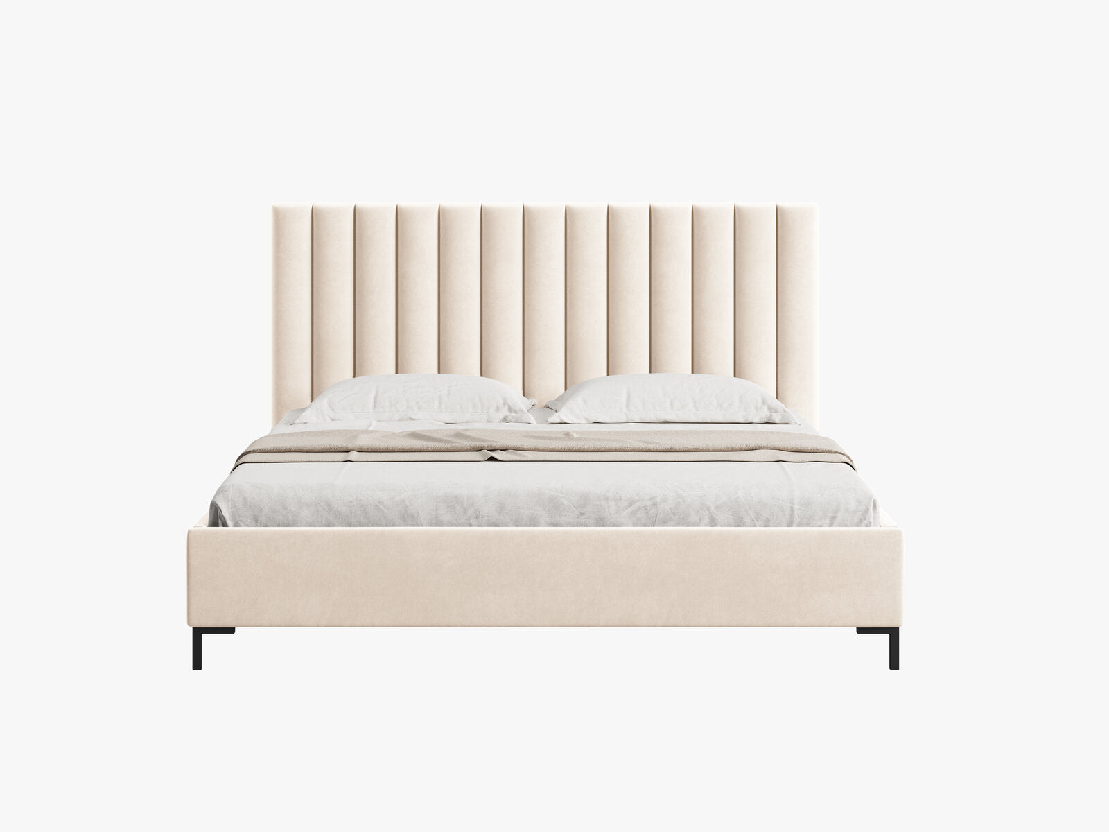 Micadoni Polsterbett Allison Samt Bluvel Helles Beige