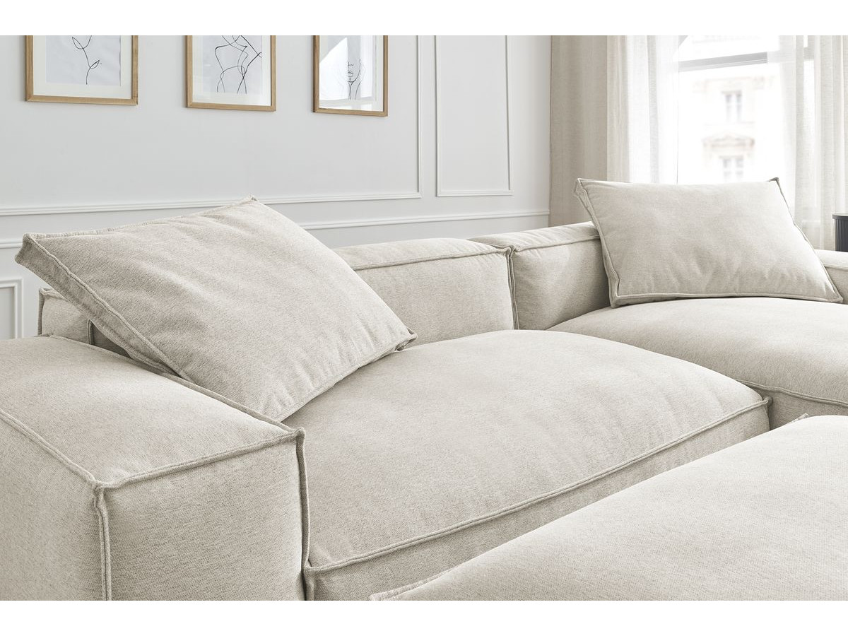 Bobochic Boheme Ecksofa mit Pouf Melange-Stoff Beige