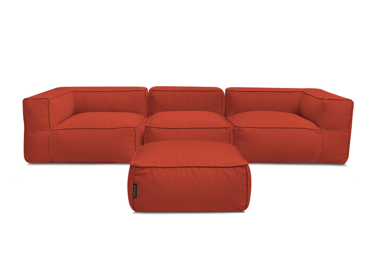 Bobochic Giulia Gartensofa 4-Sitzer mit Pouf, 2 Eckmodule Stoff Rot