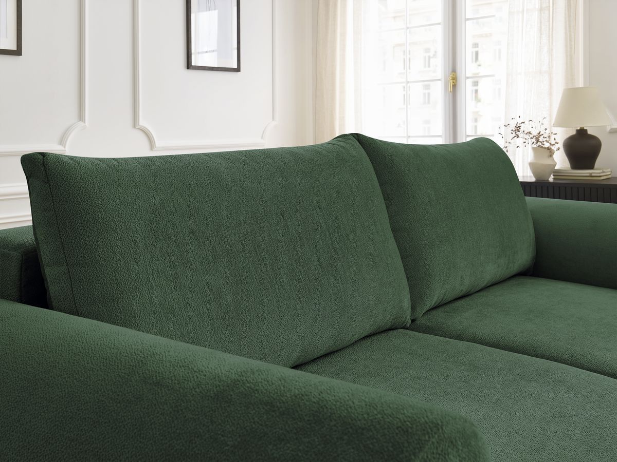 Bobochic Lucien Schlafsofa 3-Sitzer mit Bettkasten Stoff Grün