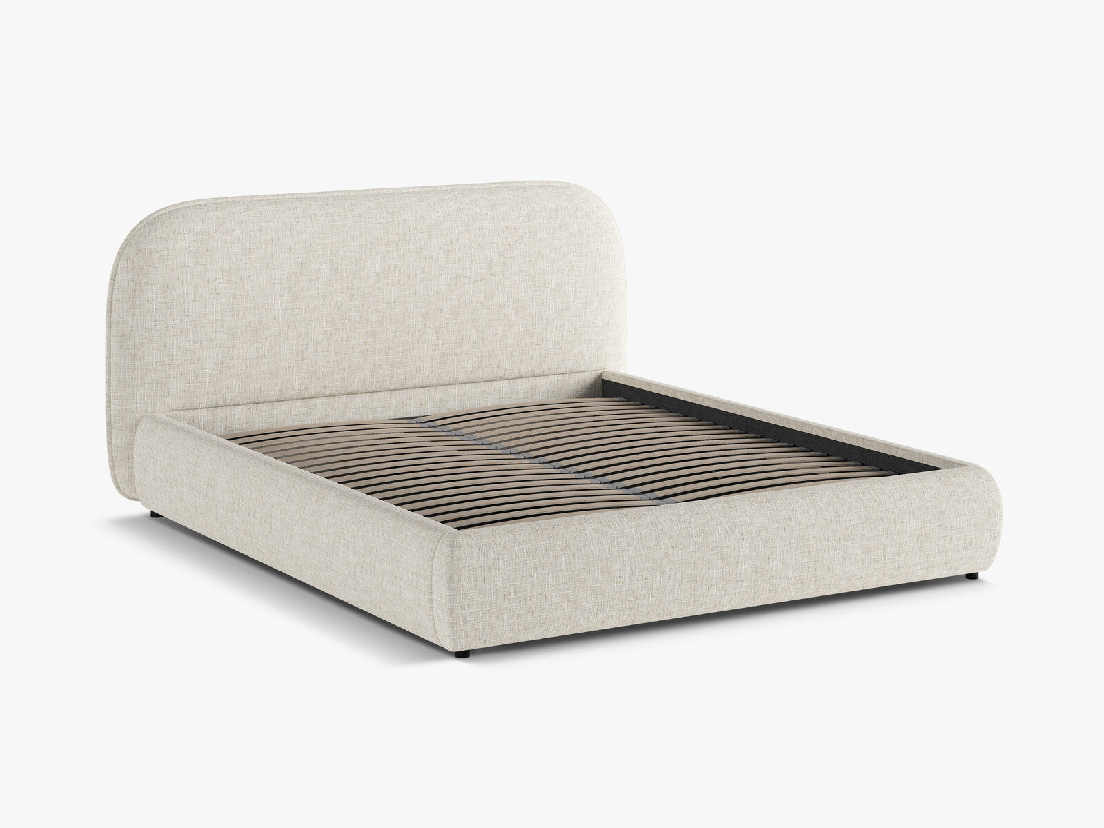 Micadoni Murada Ablagebett mit Kopfteil Chenille Tracy Hellbeige Melange 180x200