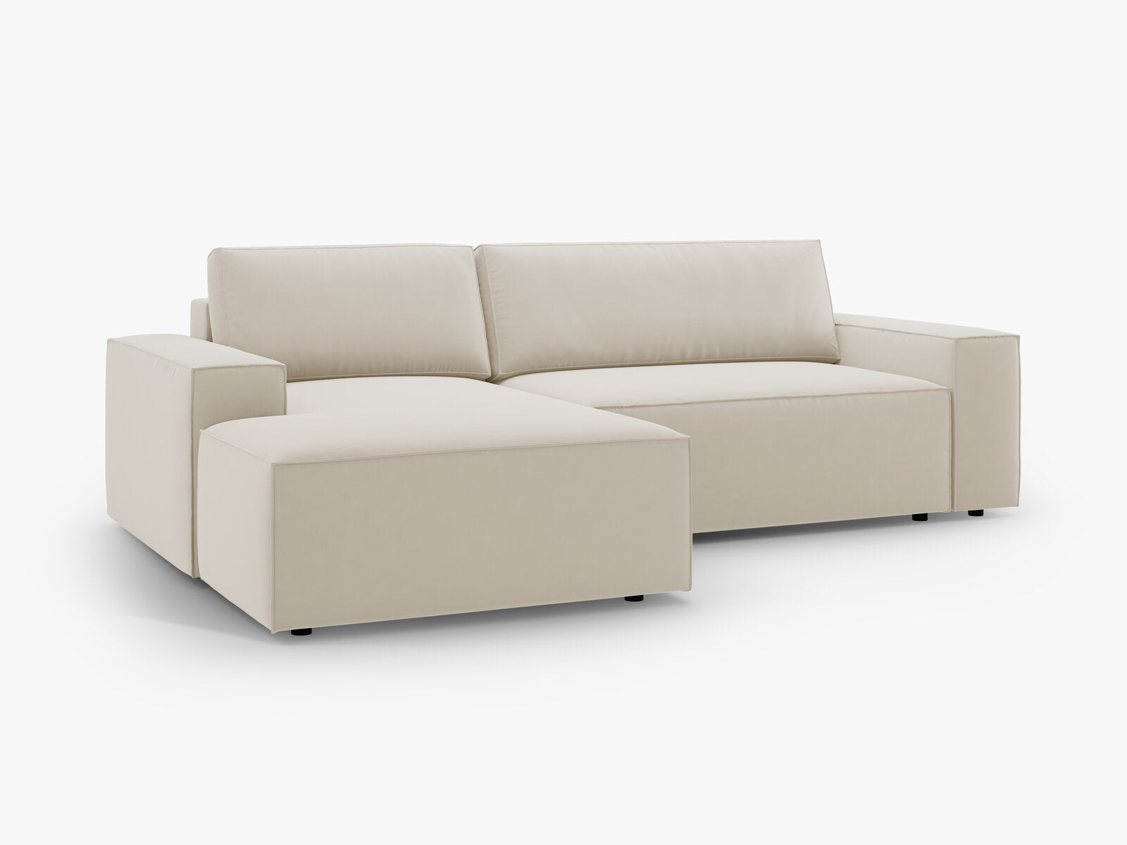 Micadoni Schlaf-Ecksofa Jodie 3-Sitzer Links Samt Dunkelbeige