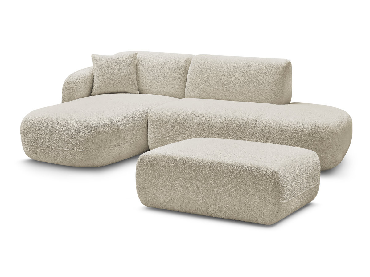 Bobochic Anda Ecksofa mit Pouf 241 × 163 cm Chenille Beige Ecke links