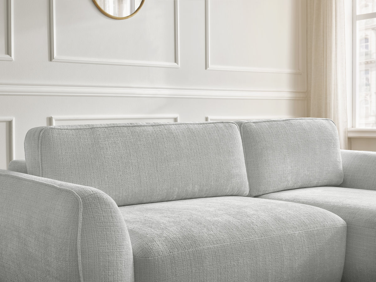 Bobochic Denise Ecksofa mit Schlaffunktion und Bettkasten 258 × 160 cm Strukturstoff Hellgrau Ecke rechts