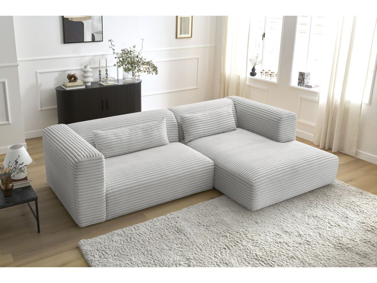 Bobochic Harry Ecksofa Breitcord weich Hellgrau Ecke rechts