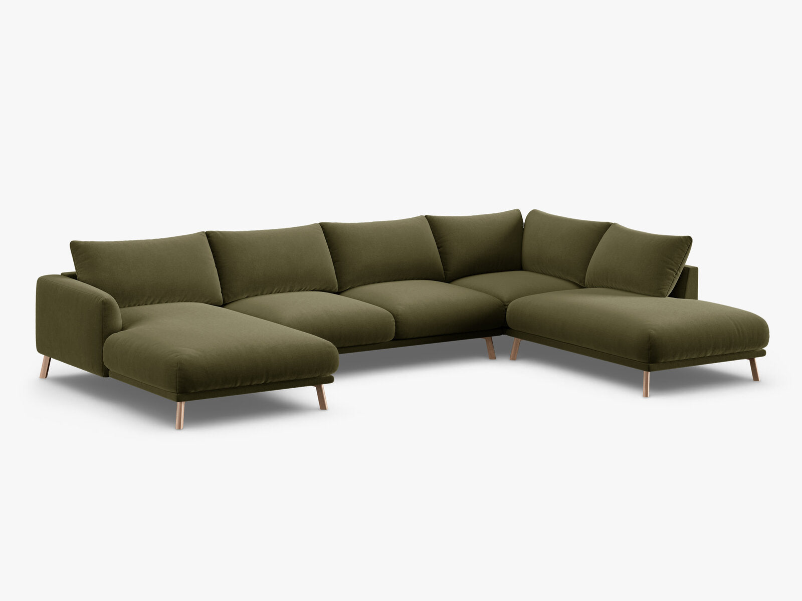 Micadoni Panorama Ecksofa Naomi 6-Sitzer Rechts Samt Salvador Grün