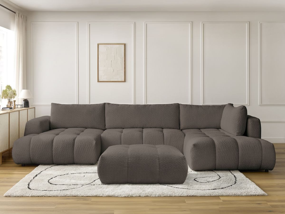 Bobochic Fuji Wohnlandschaft mit Pouf Bouclé-Stoff Braun Ecke links