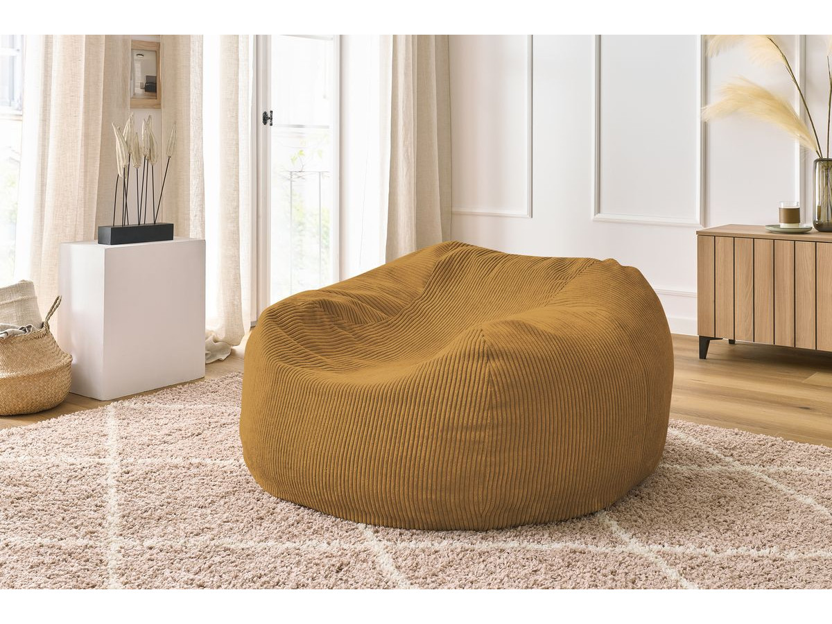 Bobochic Voltaire Pouf 120 × 70 cm Cordsamt Gelb