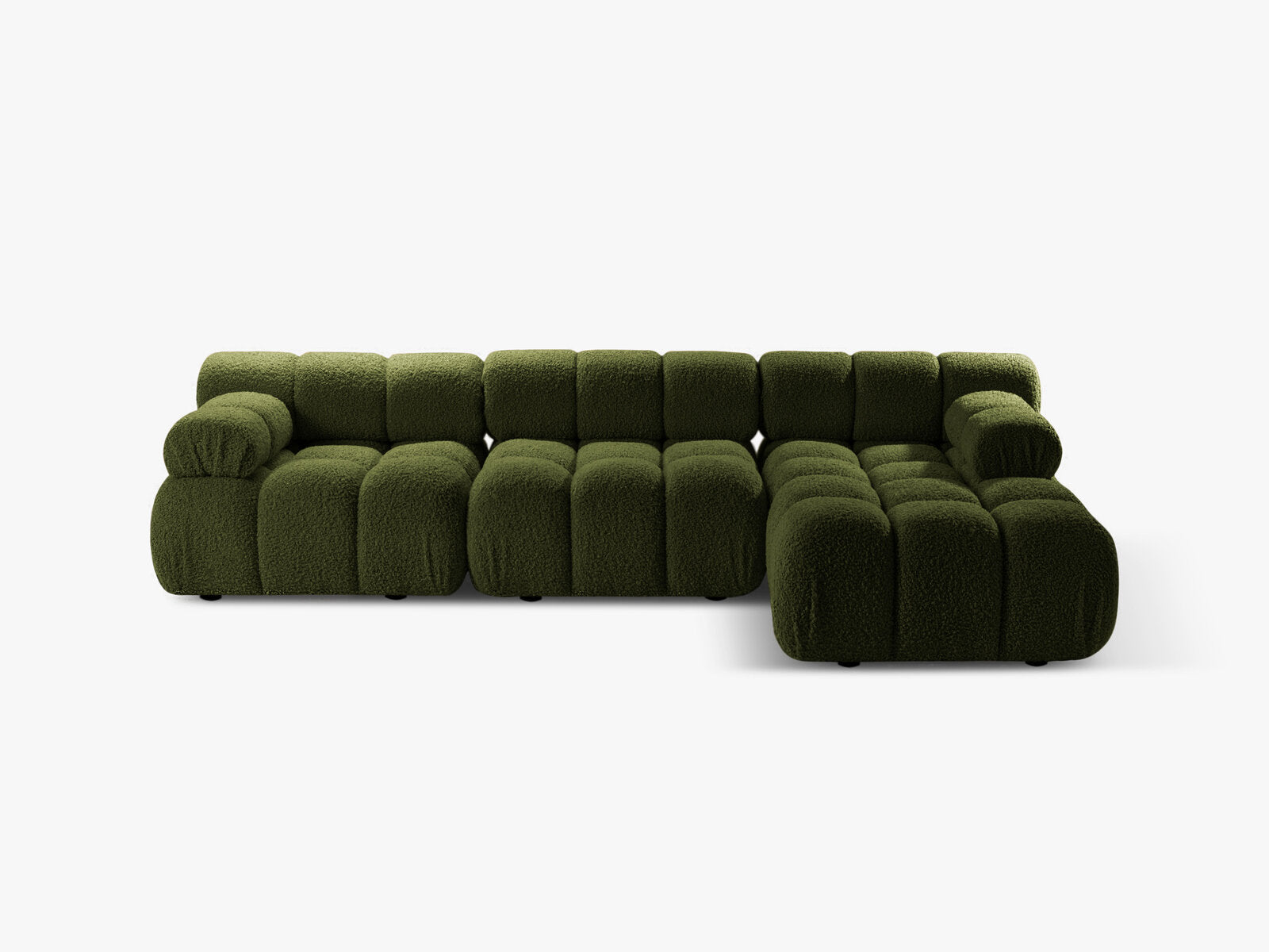 Micadoni Modulares Ecksofa Bellis 4-Sitzer Rechts Boucle Rolf Grün