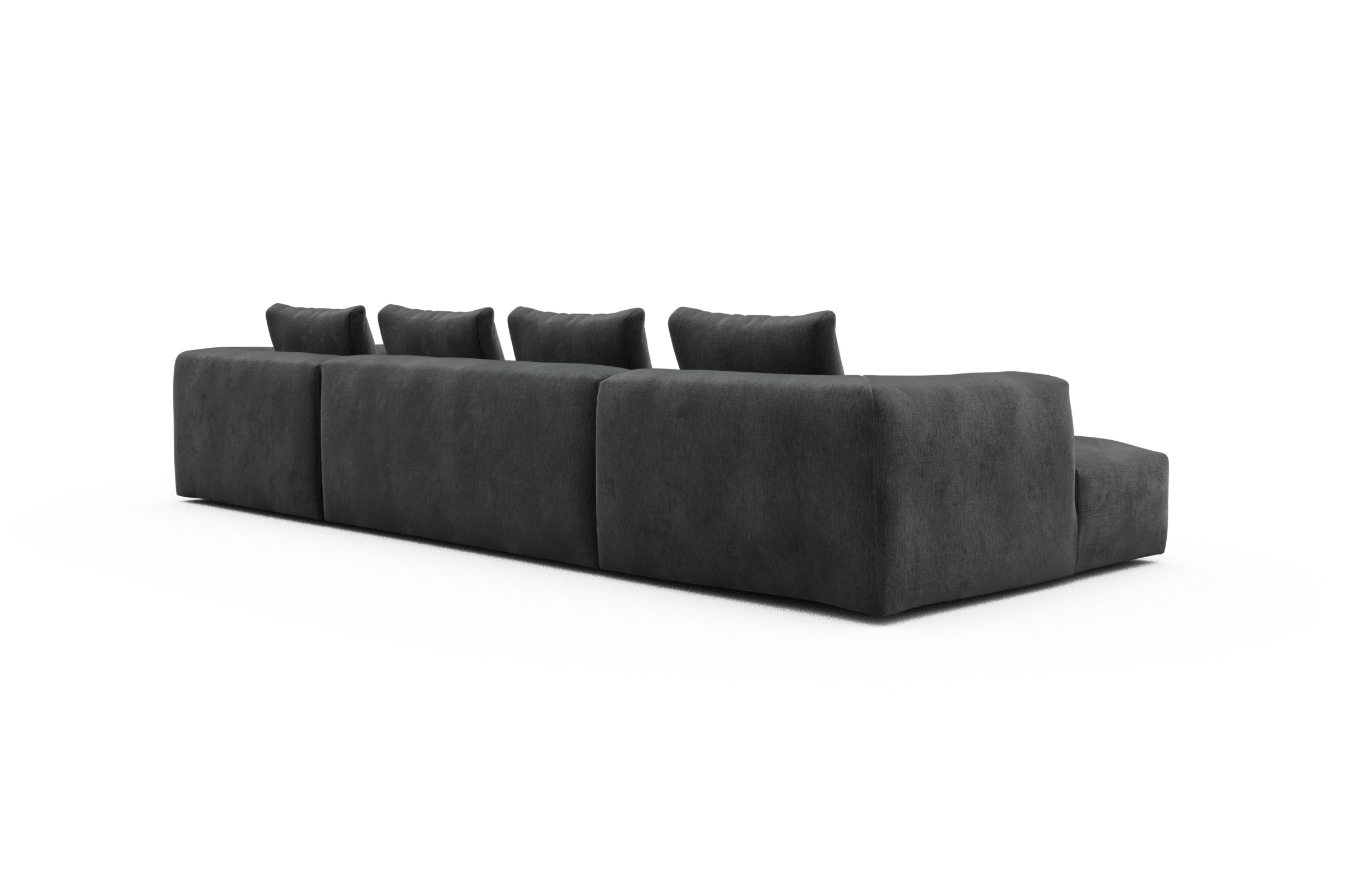 Wohnlandschaft Fred Relax-Ecke rechts mit 2-Sitzer und Chaiselongue links Samt Smooth 811-Deep-Warm-Grey