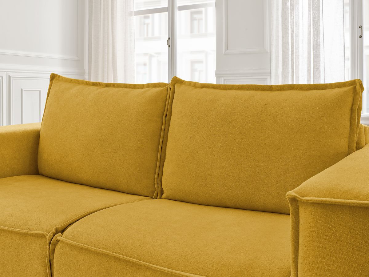 Bobochic Chelsea Schlafsofa 3-Sitzer Strukturstoff Gelb, Liegefläche 140 × 200 cm